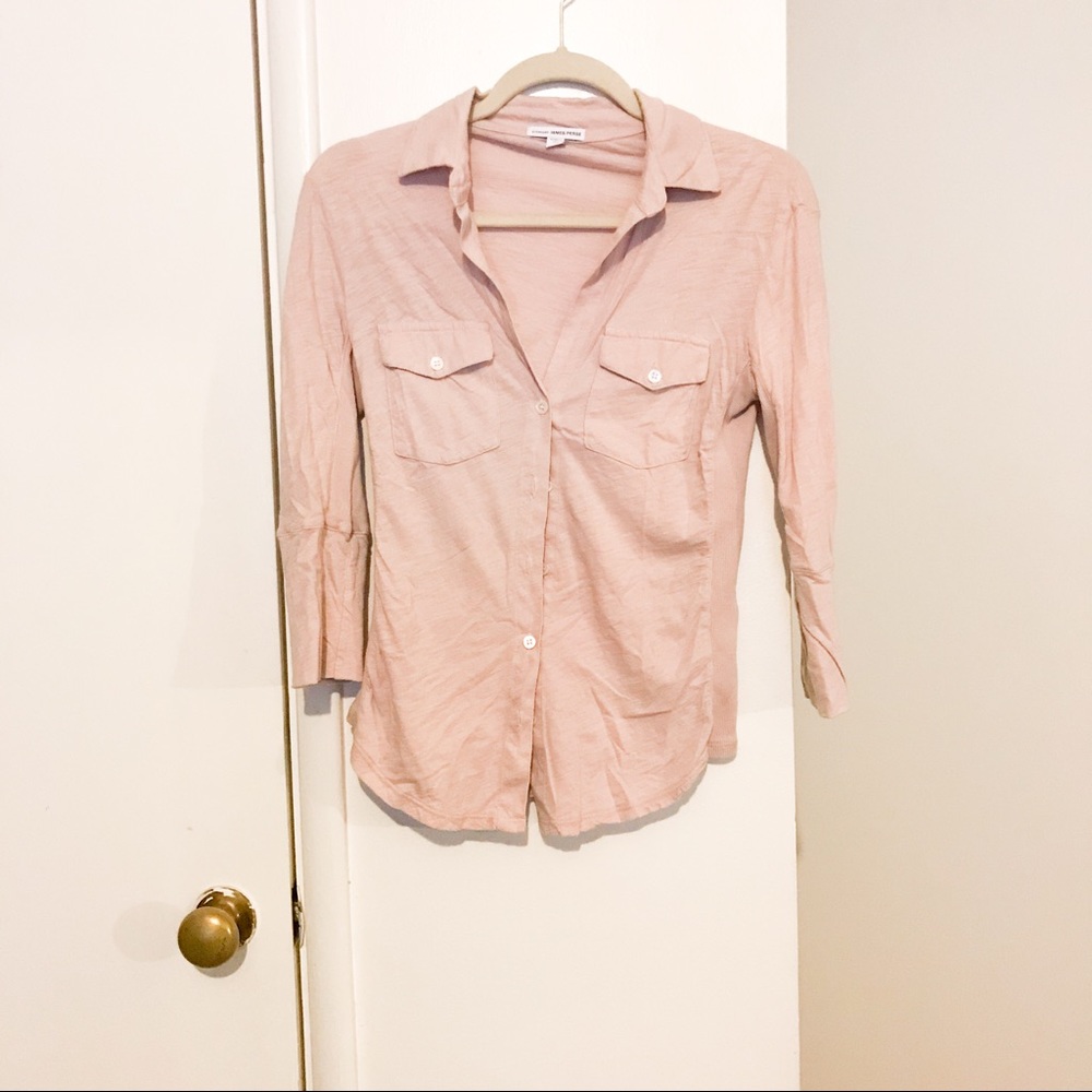 James Perse Button-Down Top Blush Pink XS